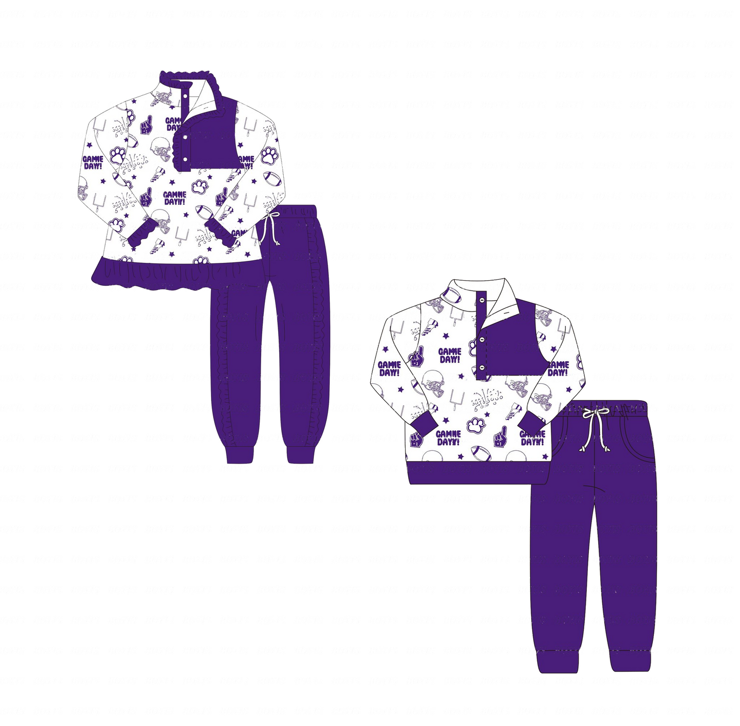 Custom moq 3 mix size eta 6-8weeks Purple long-sleeved trousers suit
