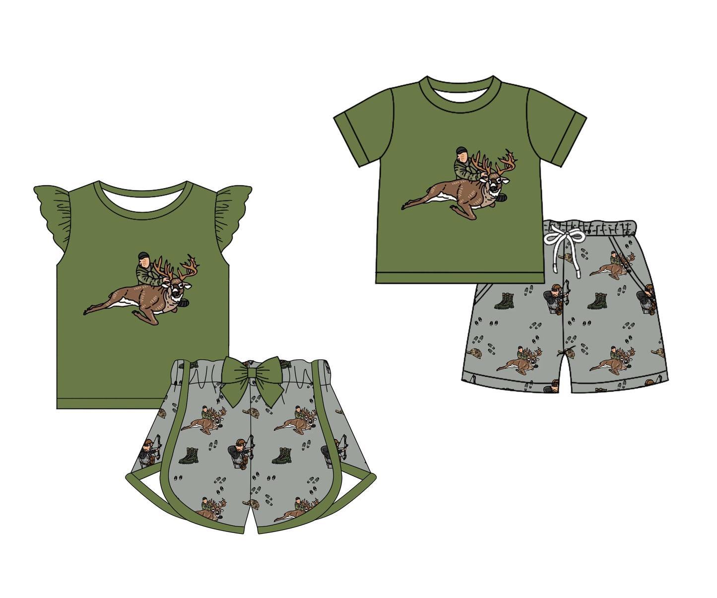 12.19 custom each style moq 5eta 4-6week Sibling Sister deer baby girls short sleeve shorts sets 1 and sets 2 match design