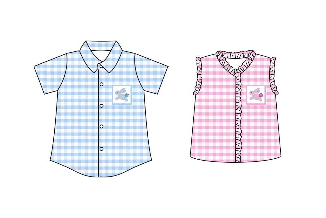 25.10.23 custom each style moq 5 eta 6-8 week Sibling Sister easter baby girl boy short sleeve top 2 match family design
