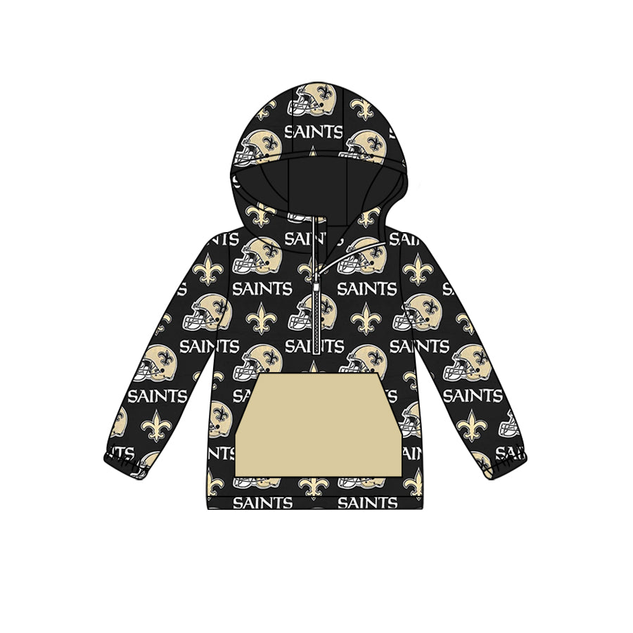 custom moq 3 eta 6-7weeks Gold and black lettering long sleeve zipper pocket hoodie