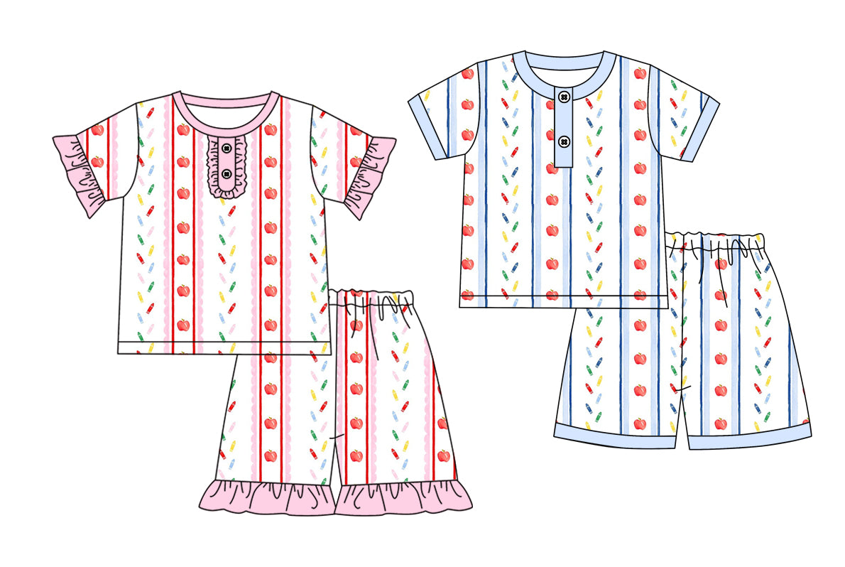 2.20 custom each style moq 5eta 4-6week Sibling Sister baby girls short sleeve shorts sets and set 2 match design