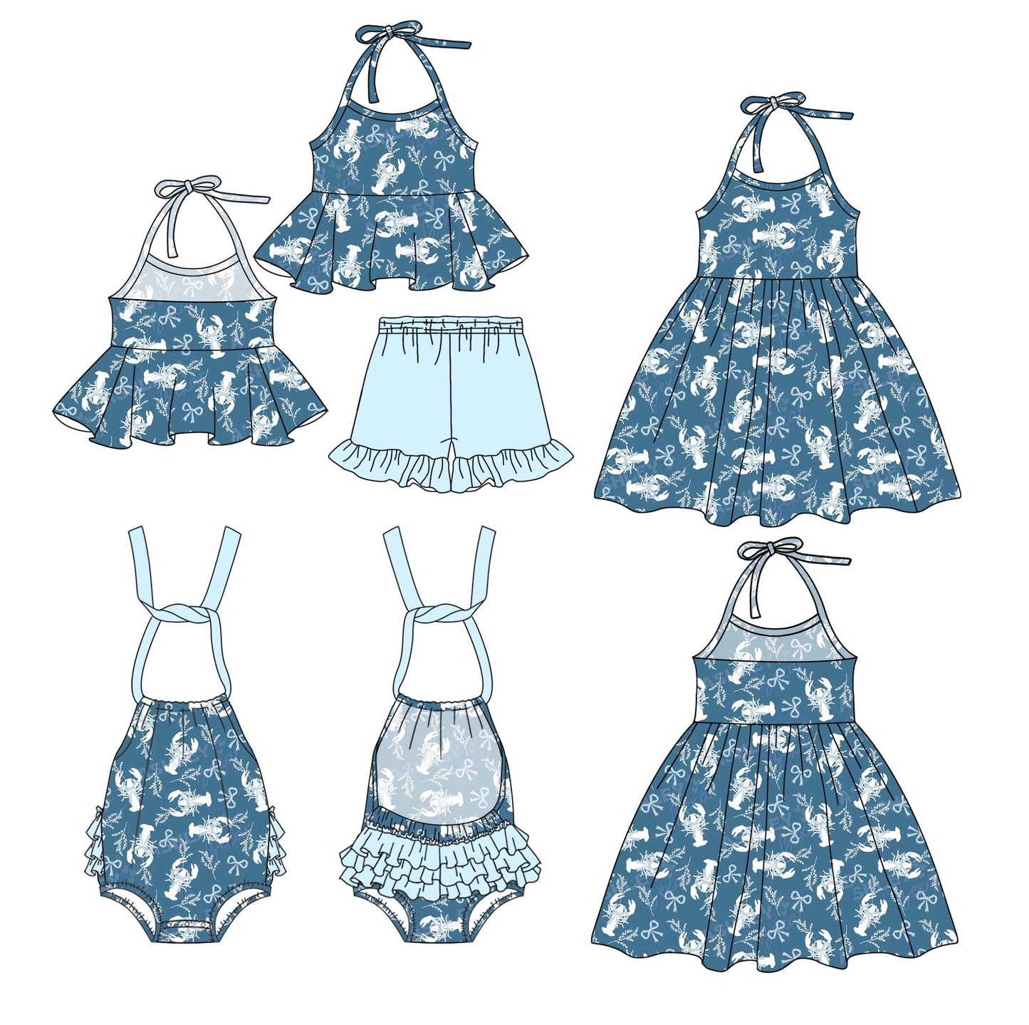 2.27 custom each style moq 5eta 4-6week Sibling Sister baby girl short sleeve shorts sets and sets 2 and boy romper and dress match design