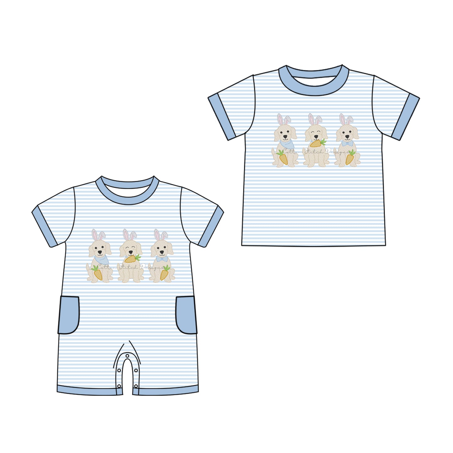25.11.7 custom each style moq 5 eta 6-8 week Sibling Sister easter puppy baby boy short sleeve top and rompers match family design