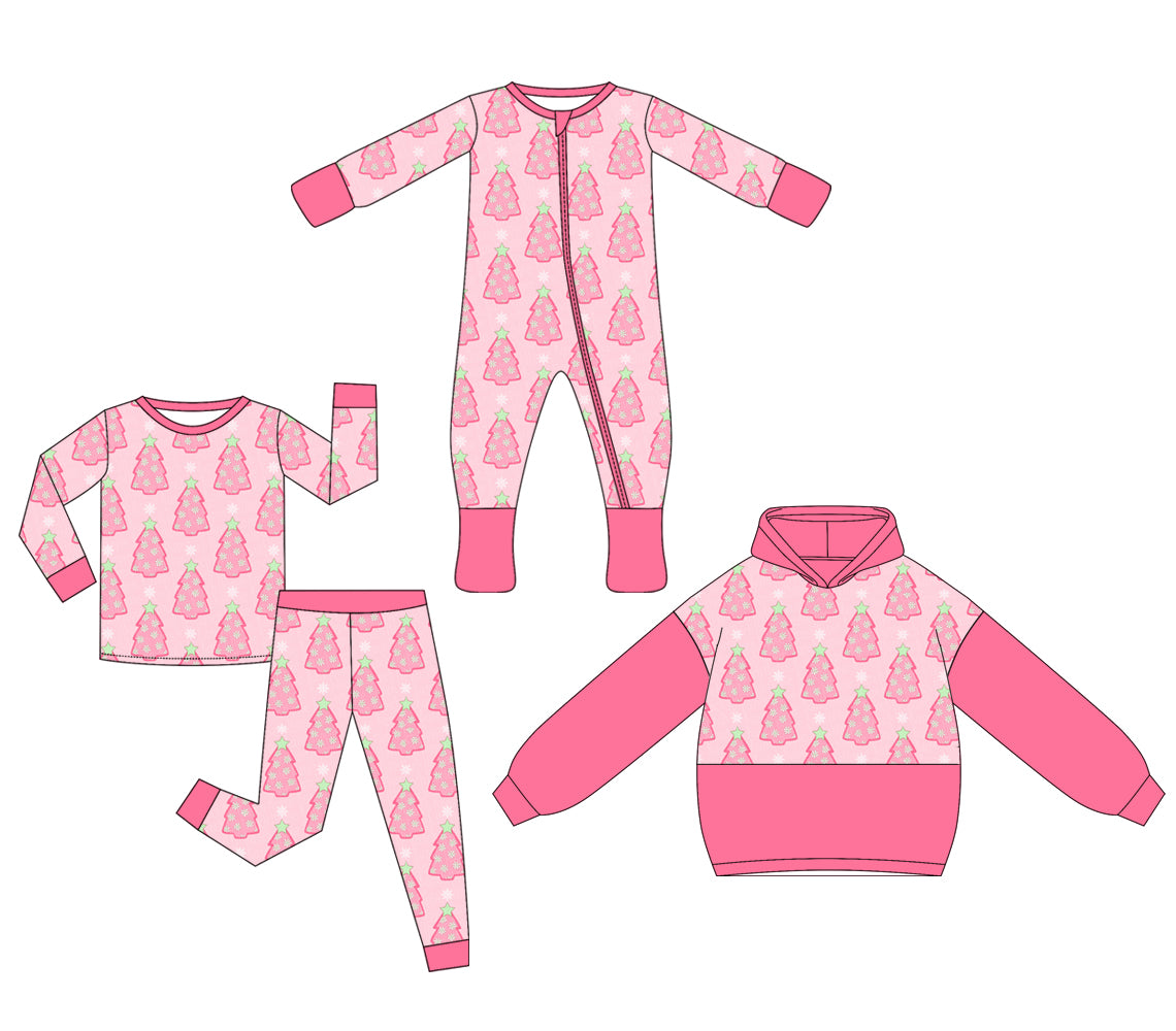 25.5.10 custom each style moq 5eta 4-6week Sibling Sisters Christmas trees baby girl long sleeve pants sets and rompers and tops match family design