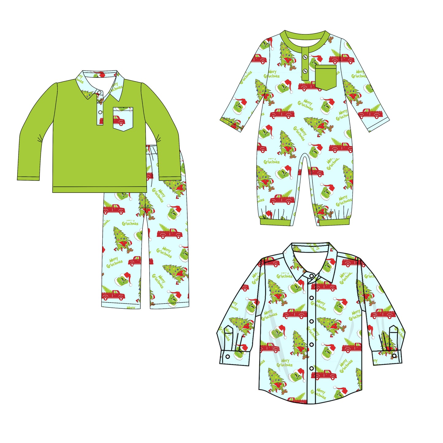 25.8.11 custom each style moq 5eta 4-6week Sibling Sisters Christmas green baby boy long sleeve pants sets and romper and top match family design