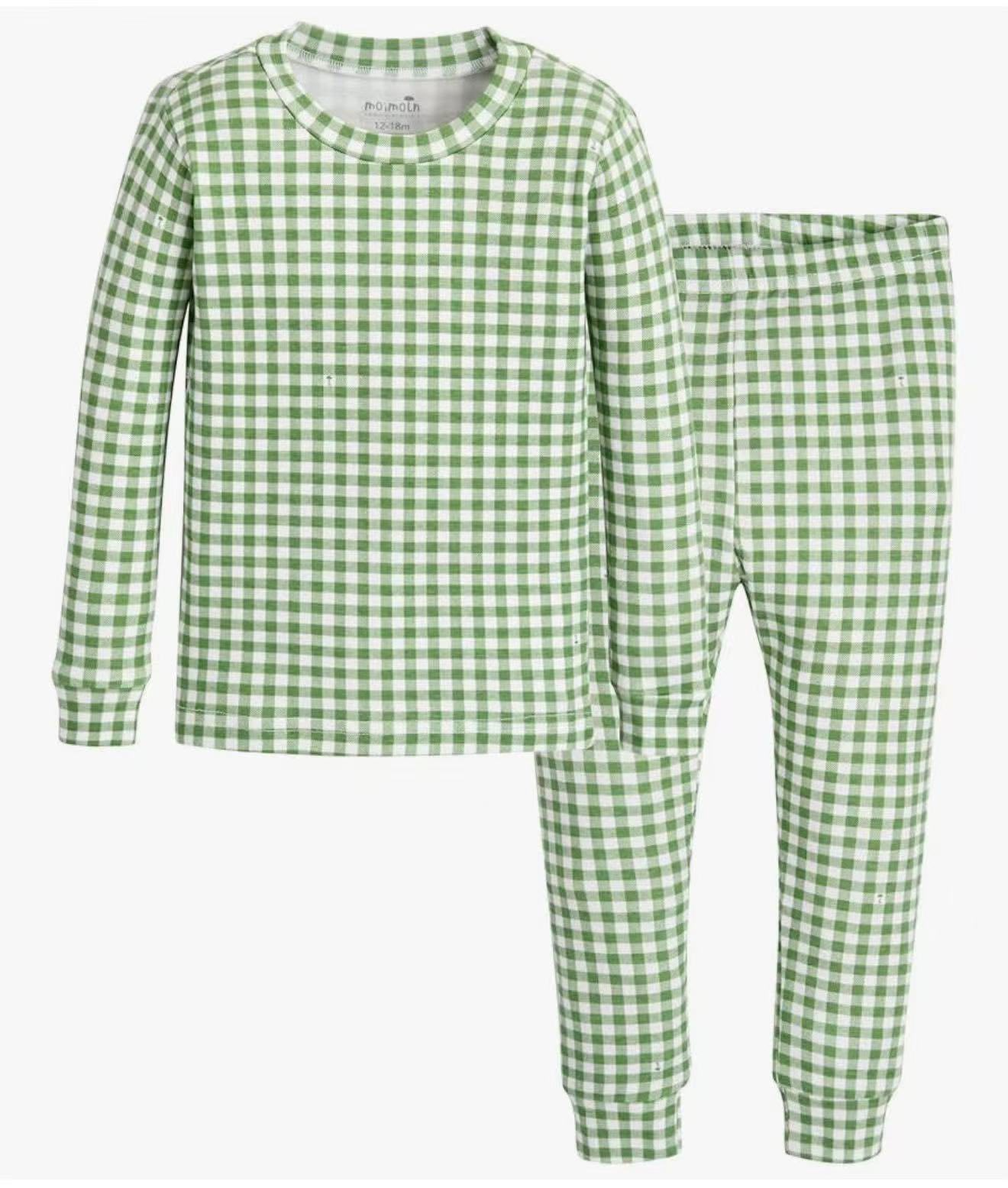 Custom moq 5 each style eta 6-7weeks baby girl clothes green plaid long sleeve pants sets-25.7.29