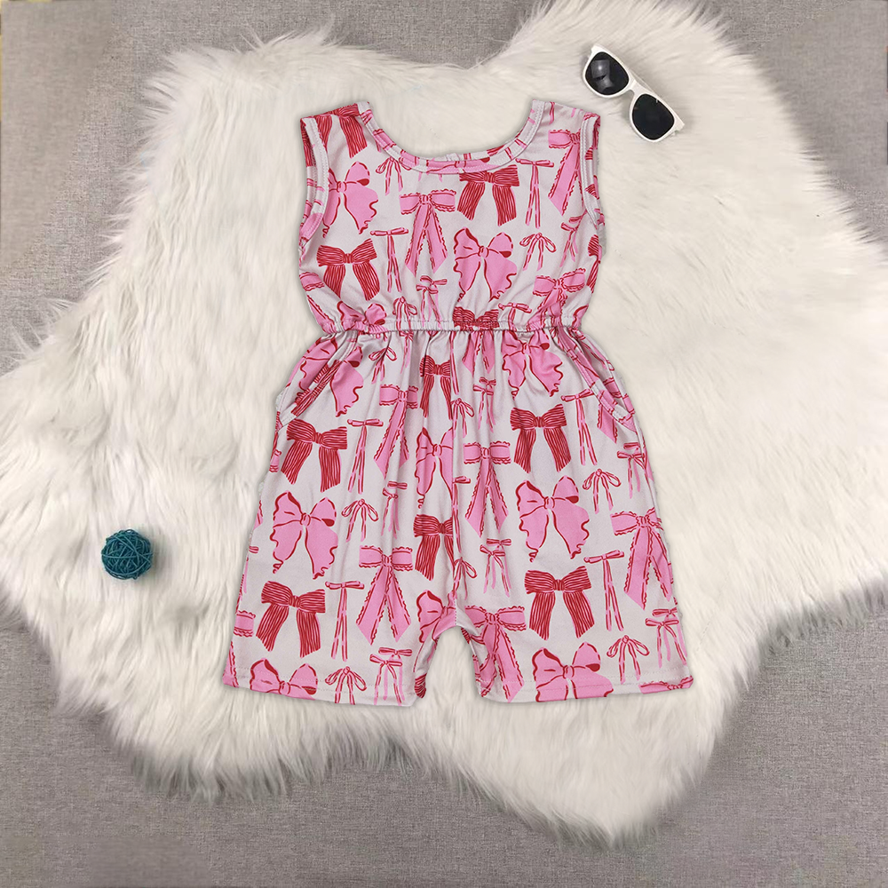 RTS NO MOQ baby girls clothes bow short sleeve Rompers Clothes Sets