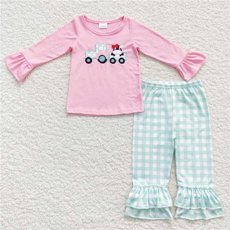RTS NO MOQ Baby Girls Construction Romper Clothing Sets