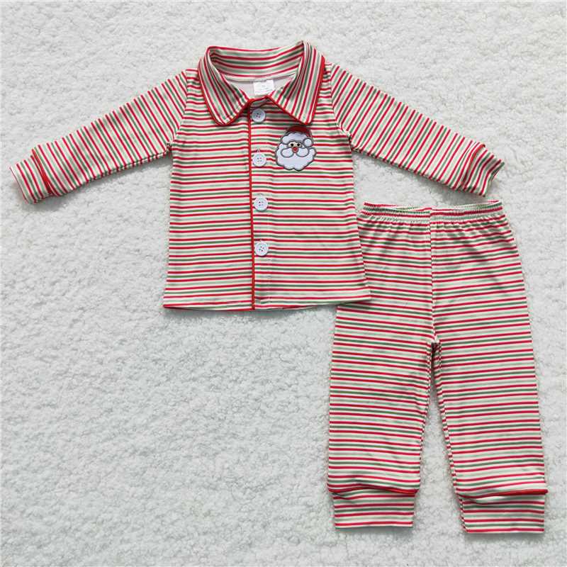 RTS NO MOQ(In Stock ) BLP0221 Embroidered Christmas long sleeve pants set