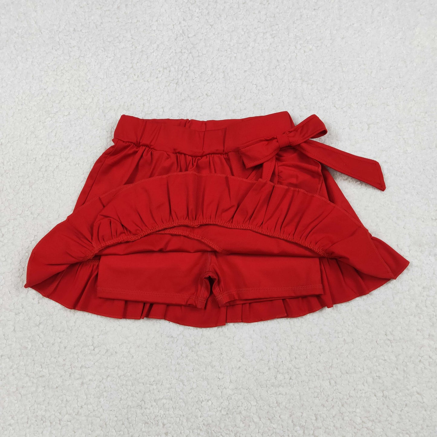 RTS NO MOQ(In Stock ) GLK0215 Solid Color Red Lace Bow Yoga Skirt