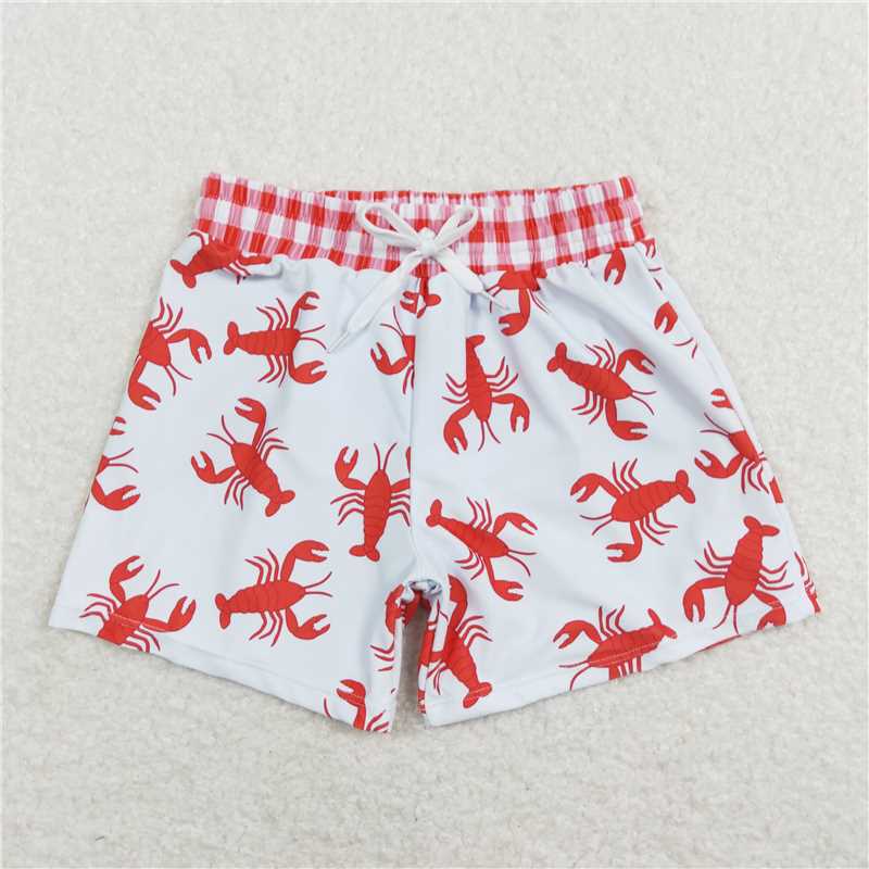 Baby Girls boys Lobster print blue swimsuit and trunks Family siblings set