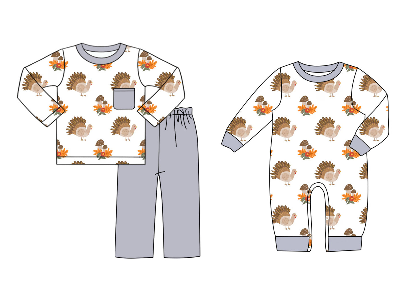 25.7.1 custom each style moq 5eta 4-6week Sibling Sisters turkey baby boy long sleeve pants sets and rompers match family design