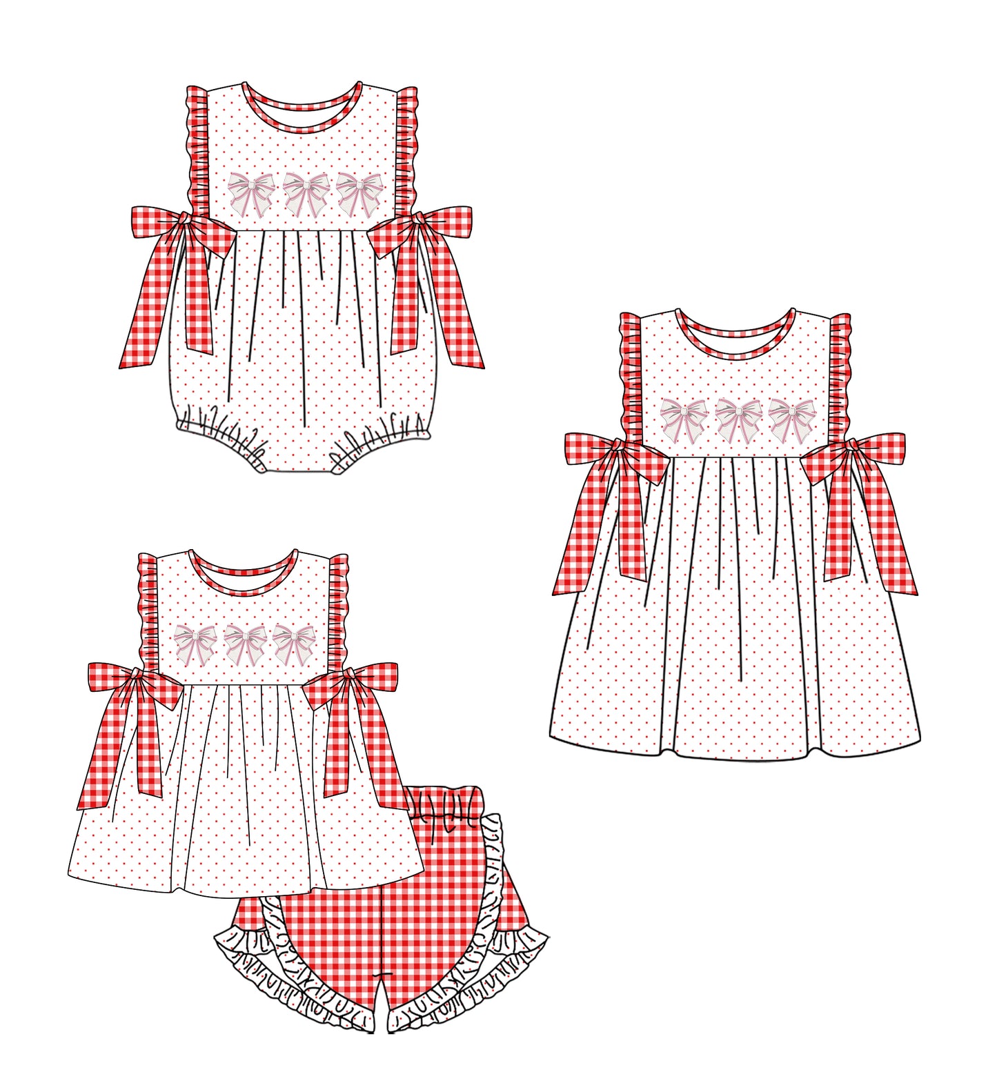 12.19 custom each style moq 5eta 4-6week Sibling Sister bow baby girl short sleeve shorts sets and dress and rompers match family design