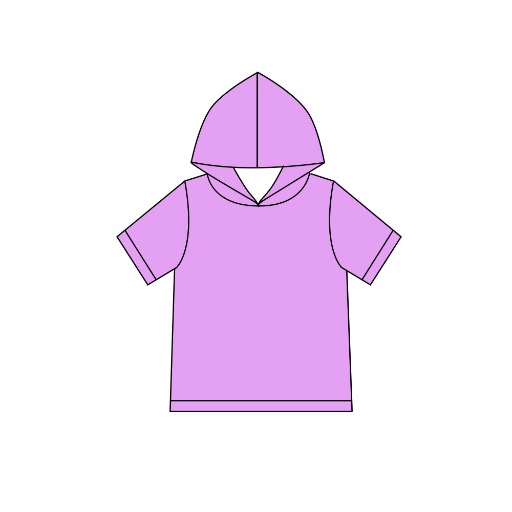 Custom moq 5 boys Blank Cotton Short Sleeve Hooded Top Lavender Pink Short Sleeve Hooded Top
