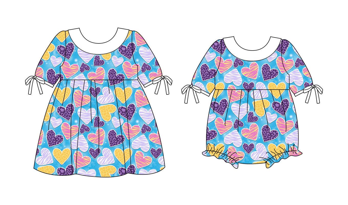 25.10.4 custom each style moq 8 eta 6-8week Sibling Sisters love baby girl long sleeve dress and rompers match family design