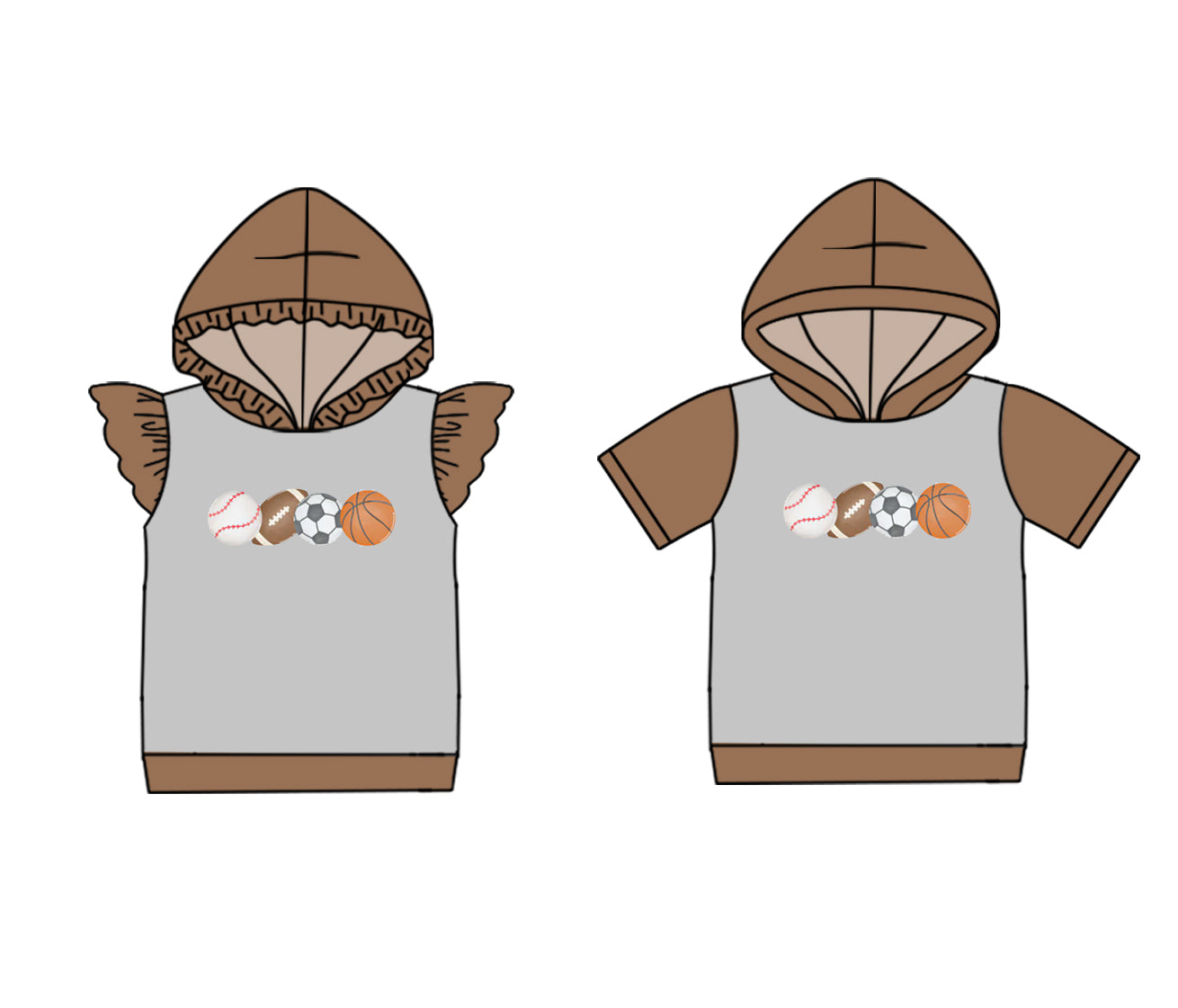 25.10.30 custom each style moq 8 eta 6-8week Sibling Sisters baby girl hooded short sleeve top 2 match family design