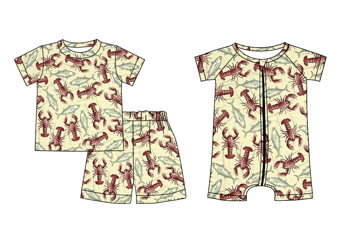 12.17 custom each style moq 5eta 4-6week Sibling Sister crayfish baby boy short sleeve shorts sets and rompers match design