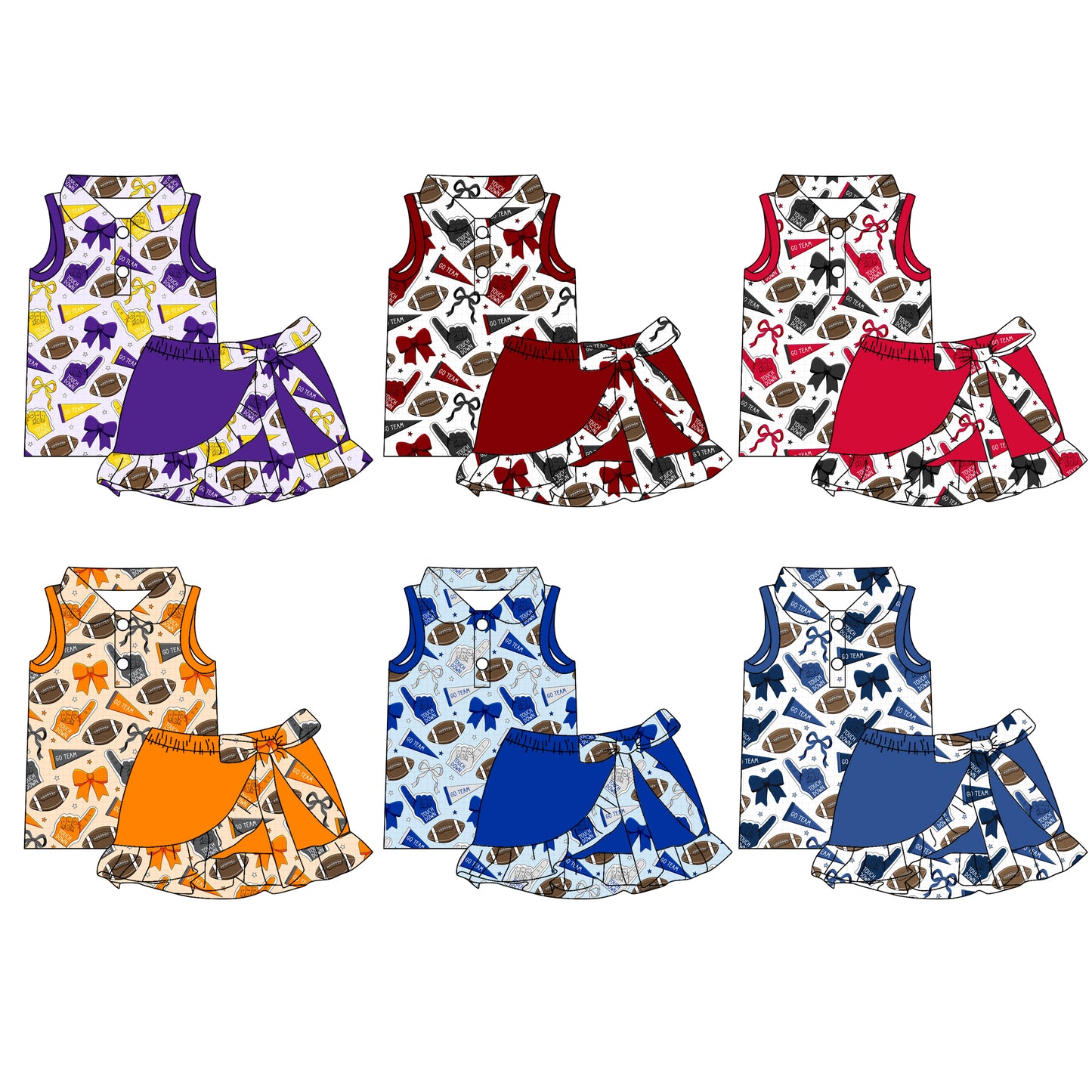26.1.15 custom each style moq 5 eta 6-8week Sibling Sisters team bow baby girl clothes short sleeve skirts sets 6 match family design