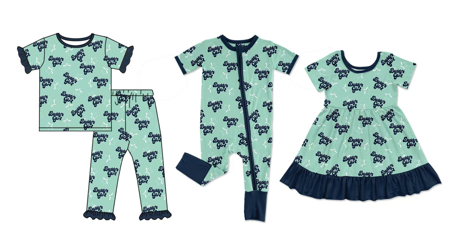 12.5 custom each style moq 5eta 4-6week Sibling Sister Daddy Girl baby girl sets and dress and rompers match family design