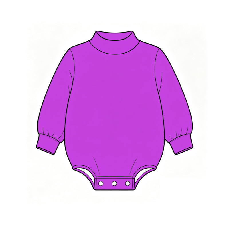 Custom moq 5 boys Blank Cotton Jumpsuit Violet Long-sleeve high-neck Jumpsuit