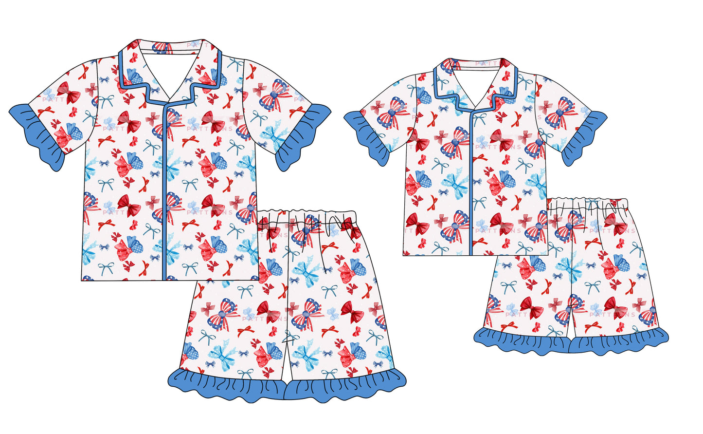 12.20 custom each style moq 5eta 4-6week Sibling Sister bow short sleeve shorts sets and adult sets match design