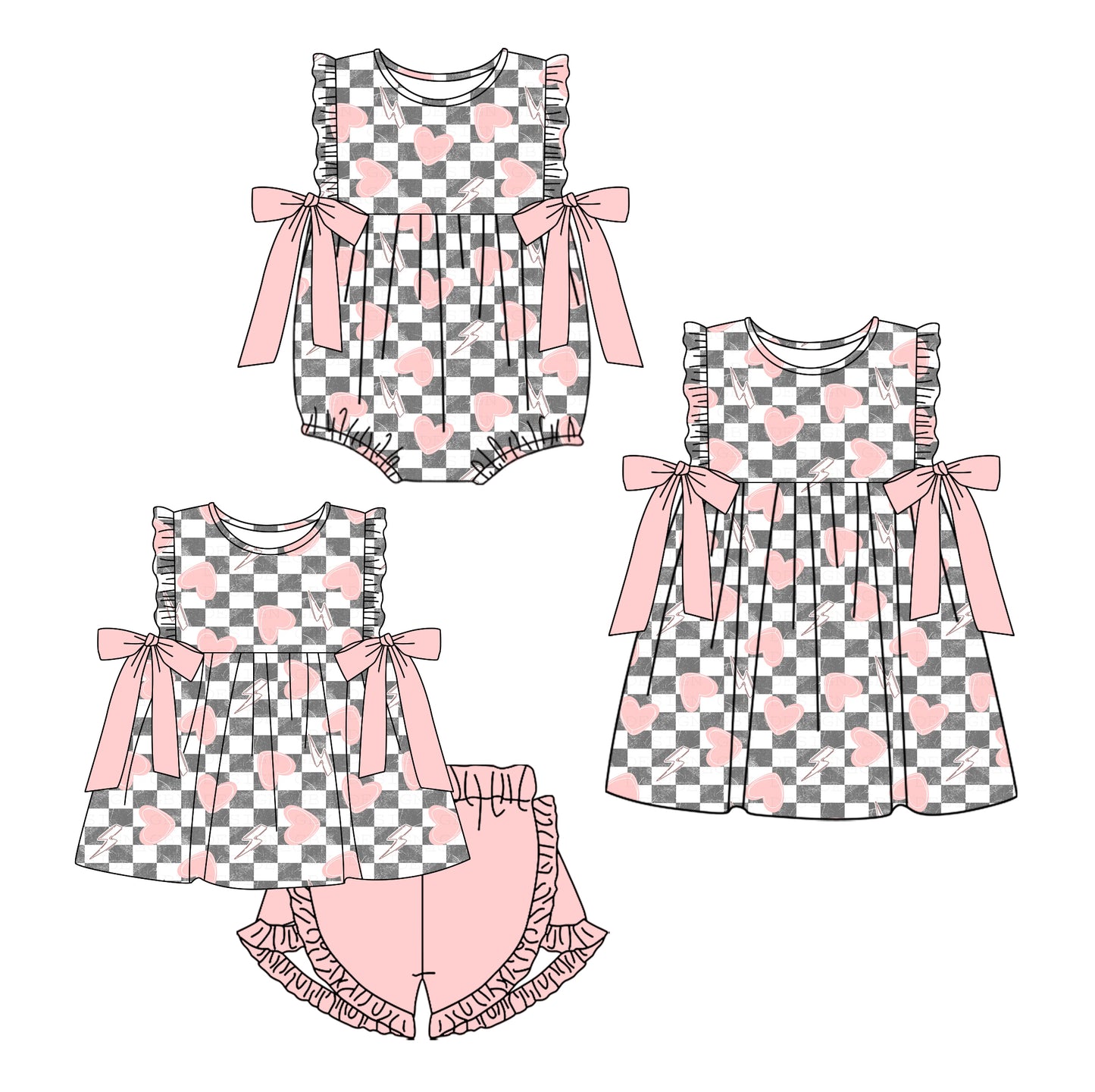 11.22 custom each style moq 5eta 4-6week Sibling Sister love baby girl short sleeve shorts sets and dress and rompers match family design