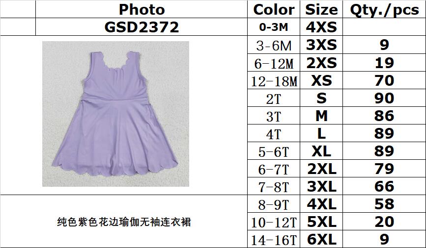 RTS NO MOQ GSD2372 Purple lace yoga sleeveless dress