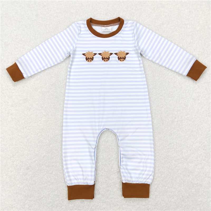 RTS NO MOQ(In Stock) LR0723 Baby boy clothes long-sleeved bodysuit with embroidered