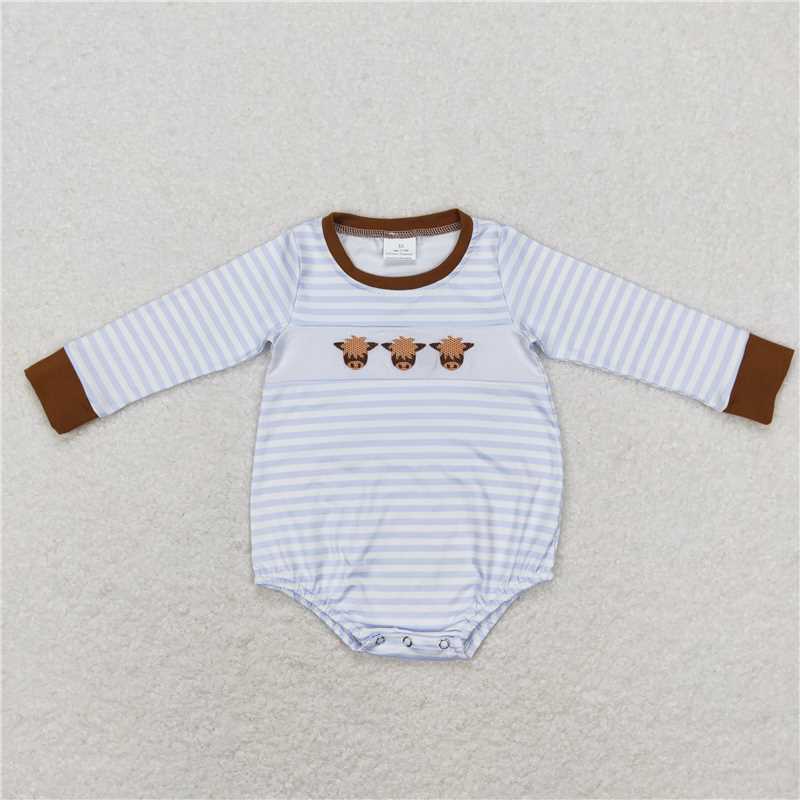 RTS NO MOQ(In Stock) LR0724 Baby boy clothes long-sleeved bodysuit with embroidered
