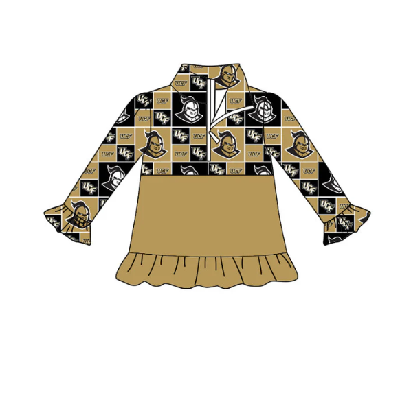 Deadline September 23 custom no moq eta 6-8weeks Khaki Knight Letter Plaid Lace Cuff Zipper Pullover Top