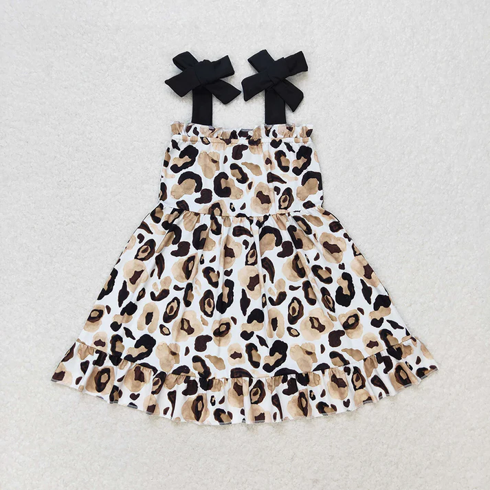 RTS Baby Boys Green Pocket Sibling Brother Baby Girls Straps Gold Leopard Sibling Sister Rompers Dresses Clothes Sets