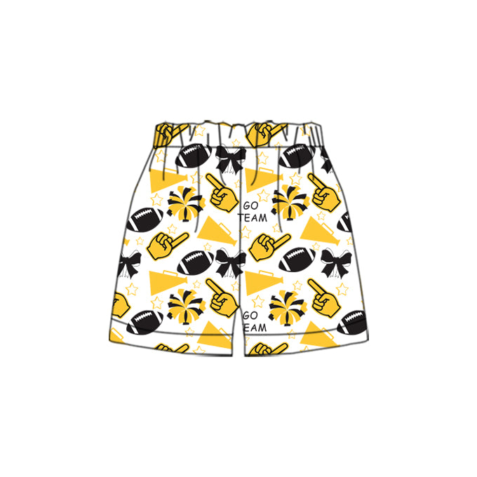 Custom moq 5 each style summer teams baby girls clothes team yellow hooded long sleeve tops and short sleeve top and dress and shorts-25.6.12