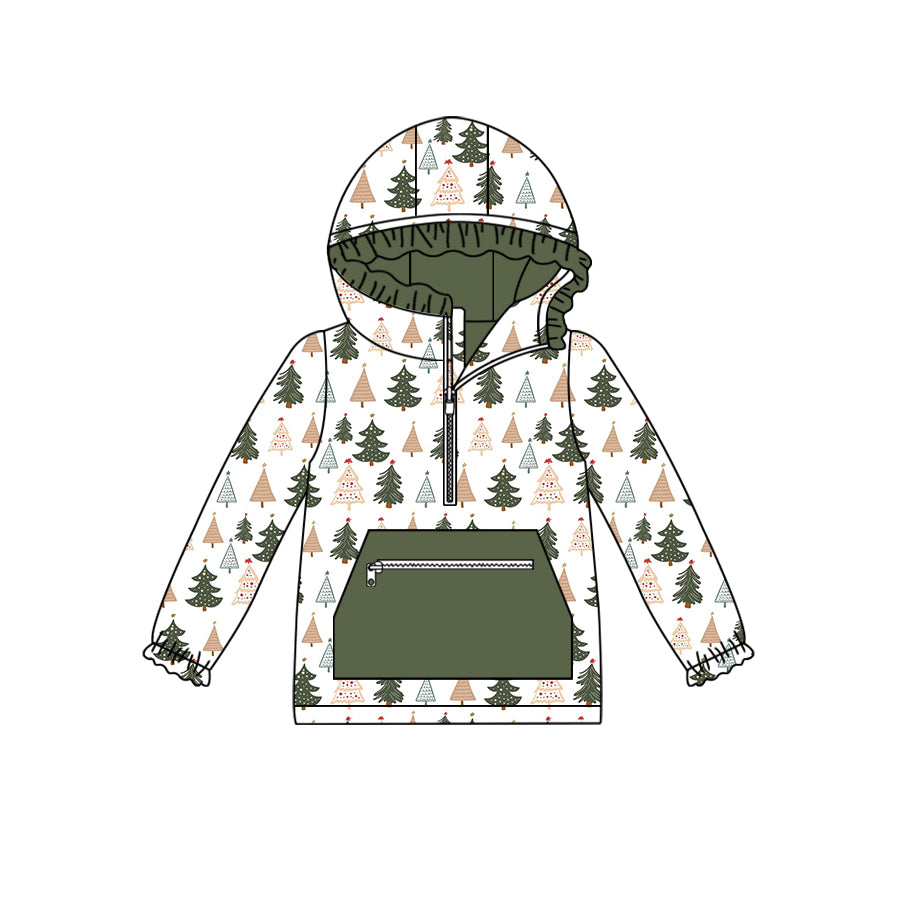 6.6 custom each style moq 5 eta 4-6week Sibling Sister baby boys and girls clothes Christmas trees hooded long sleeve top