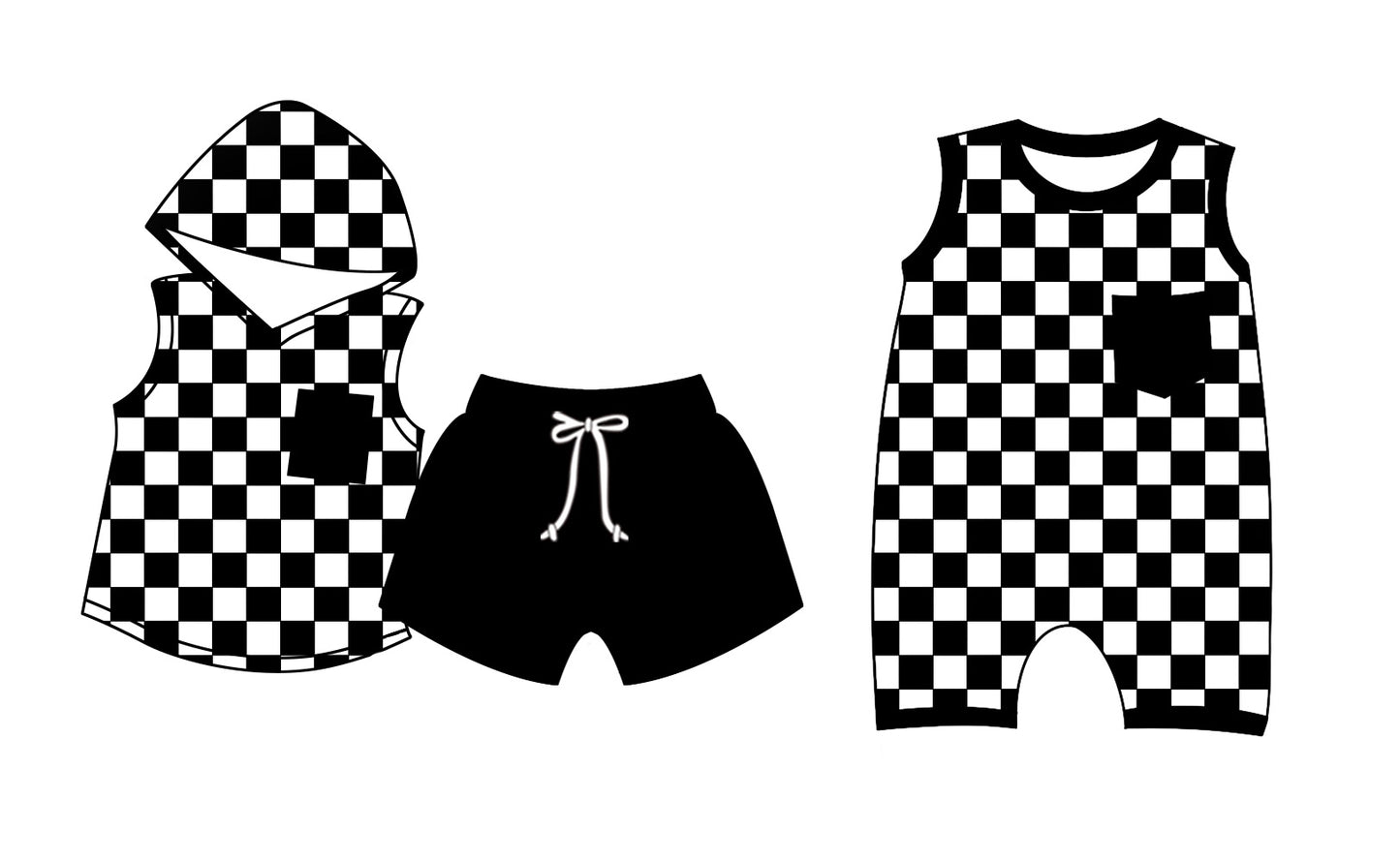11.11 custom each style moq 5eta 4-6week Sibling Sister black and white plaid baby girl short sleeve shorts sets and rompers match design