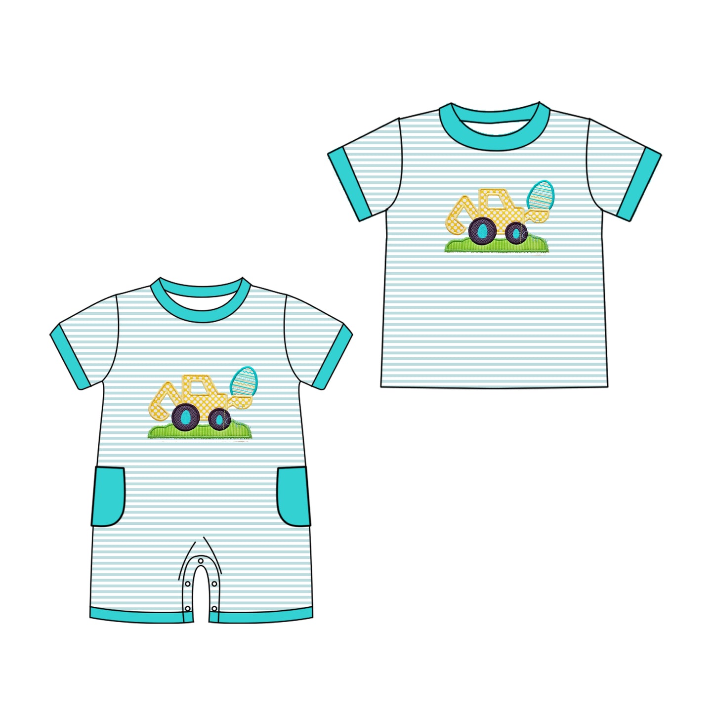 25.11.7 custom each style moq 5 eta 6-8 week Sibling Sister easter baby boy short sleeve top and rompers match family design