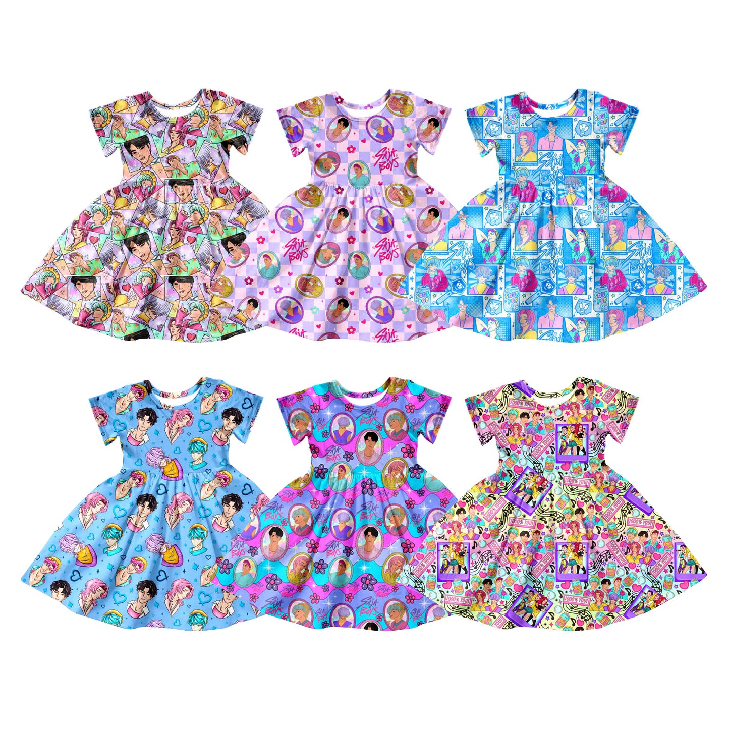25.11.10 custom each style moq 5 eta 6-8week Sibling Sister baby girl short sleeves dress 6 match design