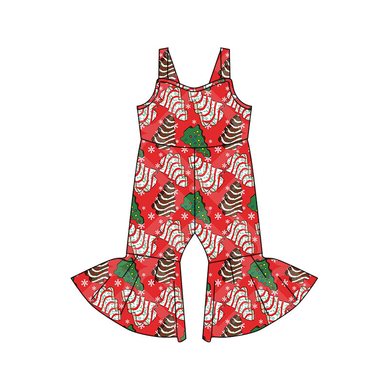 8.15 custom each style moq 5eta 4-6week baby girls clothes Christmas biscuit red suspender jumpsuit