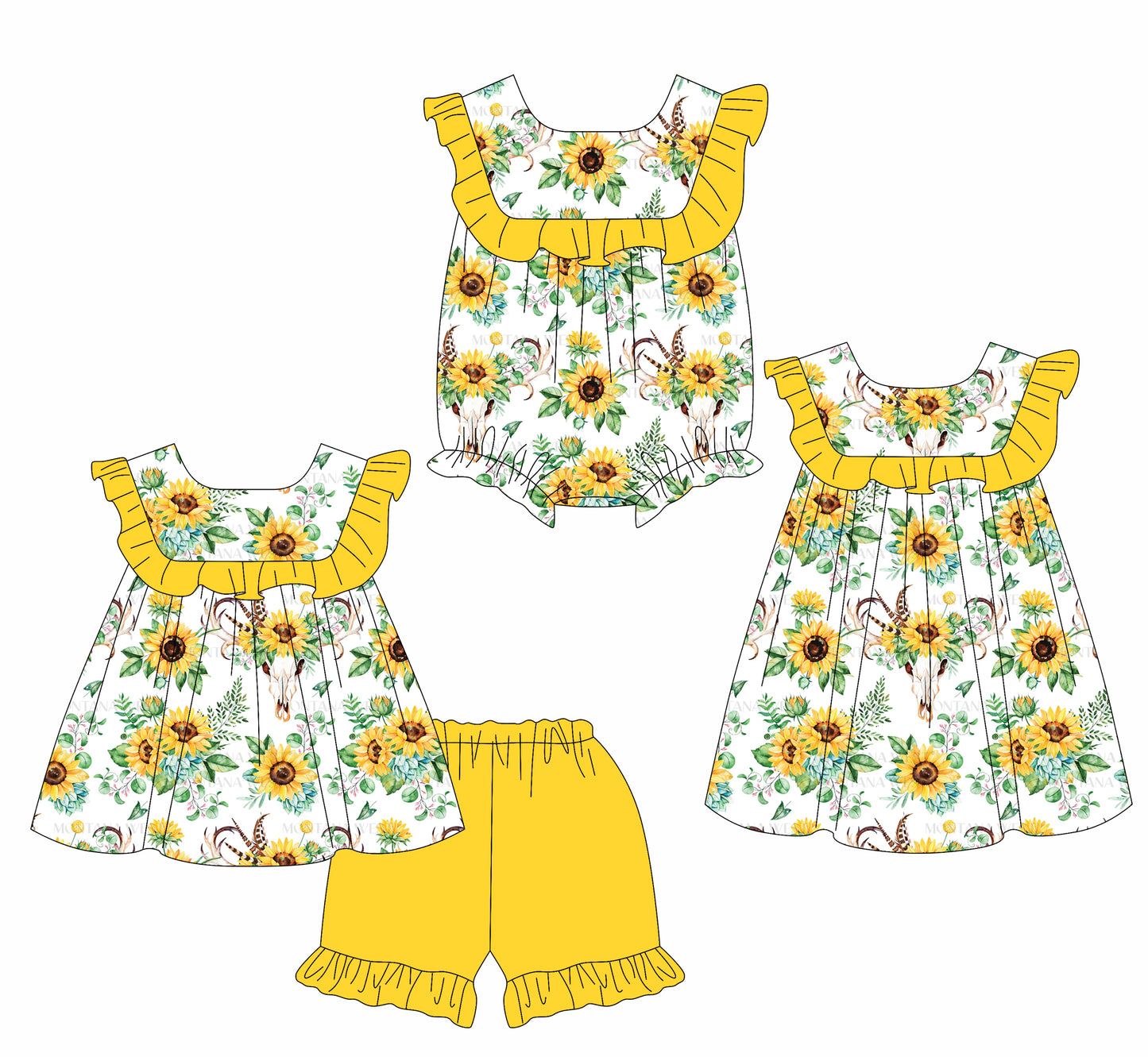 2.21 custom each style moq 5eta 4-6week Sibling Sisters floral baby girl short sleeve shorts sets and dress and rompers match family design
