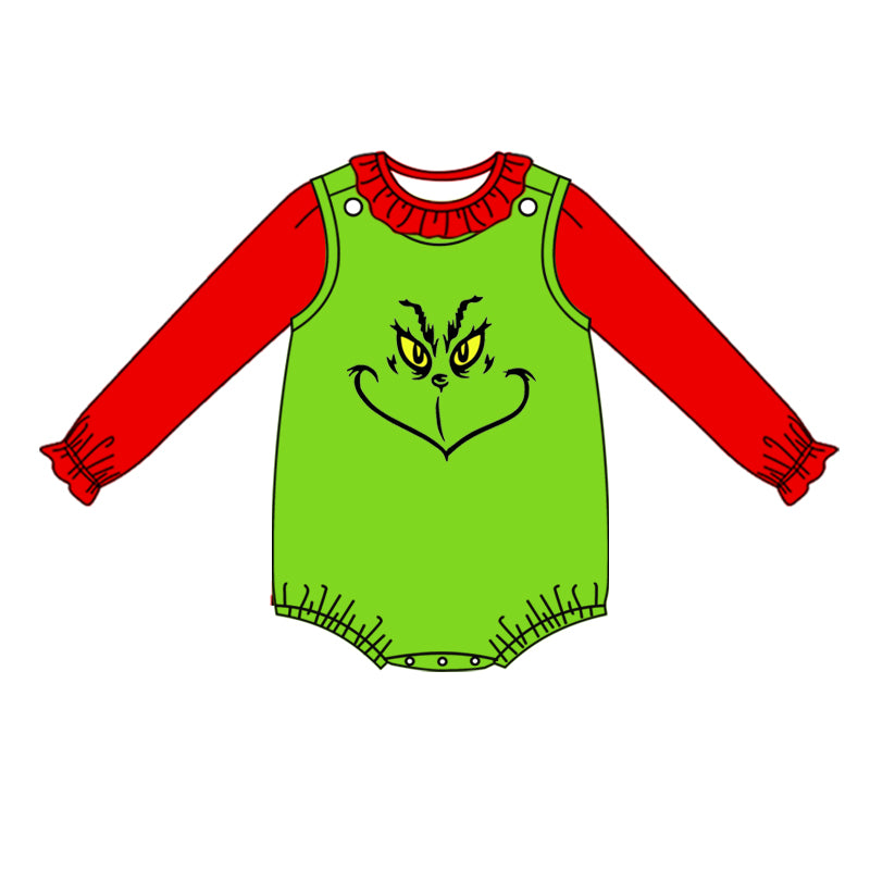7.6 custom each style moq 5eta 4-6week Sibling Sister Christmas green baby girls dress and boy rompers 1 and girls romper 2 match family design