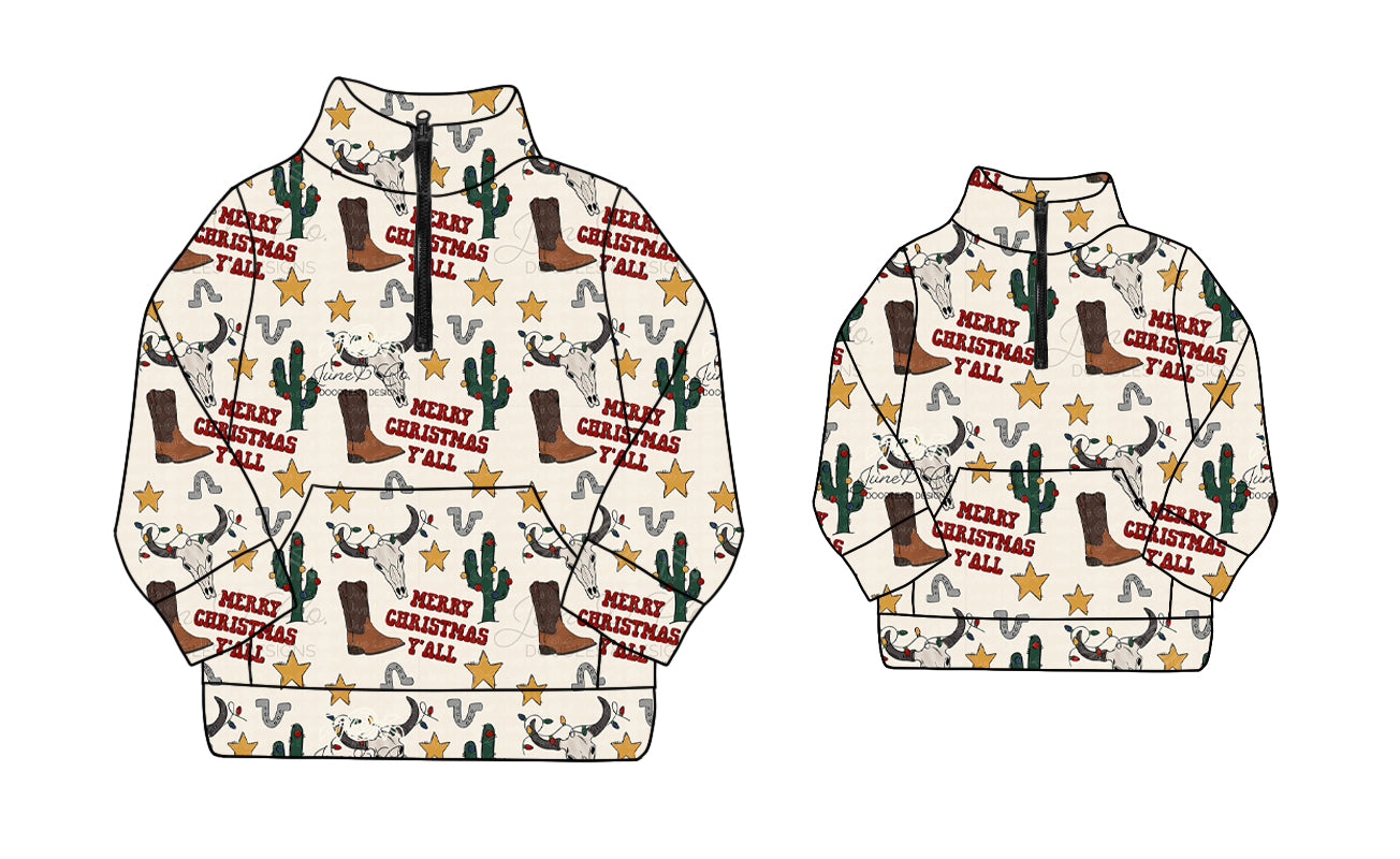 25.8.21 custom each style moq 5eta 4-6week Sibling Sister boot cow head catcus long sleeve top and adult top match design