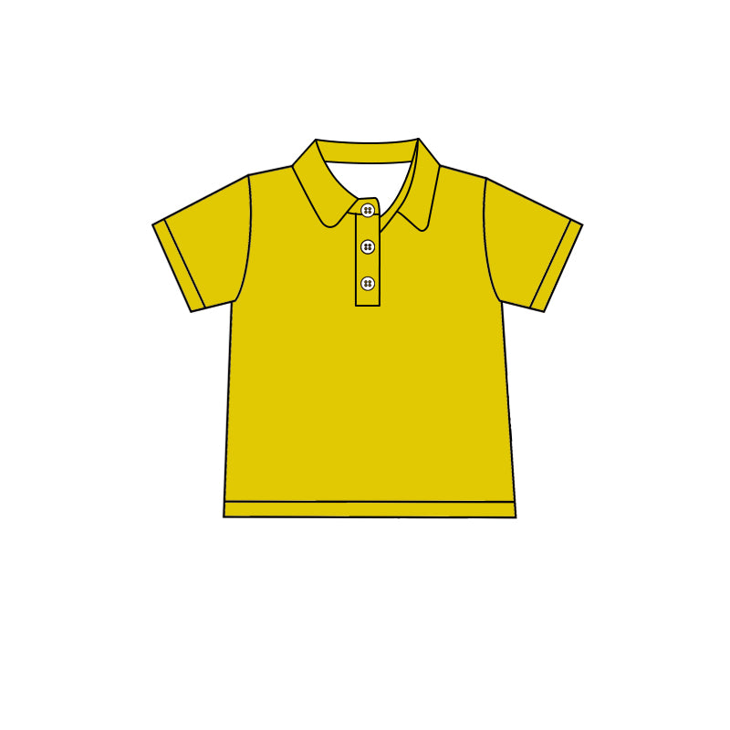 Custom moq 5 boys Blank Cotton short-sleeved polo shirt Mustard Yellow Short-Sleeve Polo Shirt