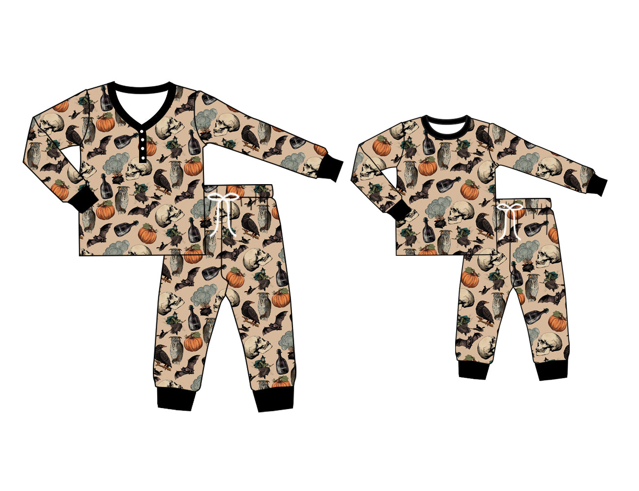 25.6.2 custom each style moq 5eta 4-6week Sibling Sister pumpkin duck long sleeve pants sets and adult sets match design