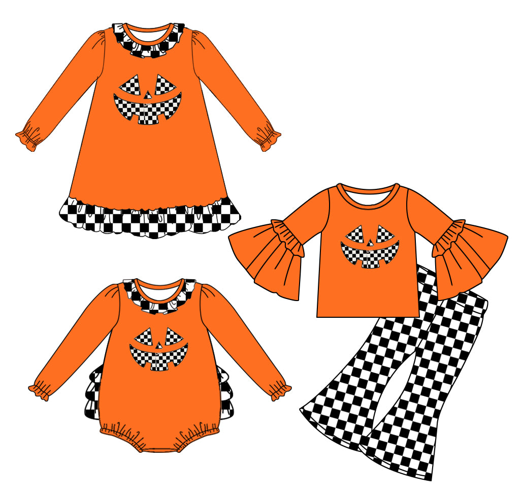 25.7.15 custom each style moq 5eta 4-6week Sibling Sisters halloween baby girl long sleeve pants sets and dress and rompers match family design