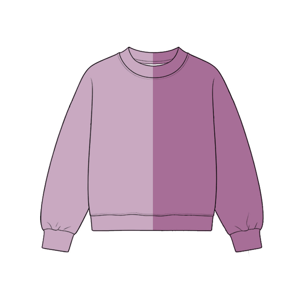 Custom moq 5 girls Blank Cotton Light Lavender + Dusty Purple Sweatshirt