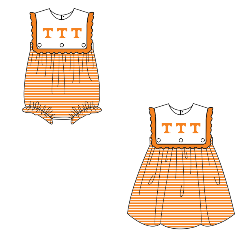 Custom moq 5 mix size milk silk summer teams Baby Girl Orange Striped Sleeveless Dress Romper Summer Casual Outfit Infant Clothing