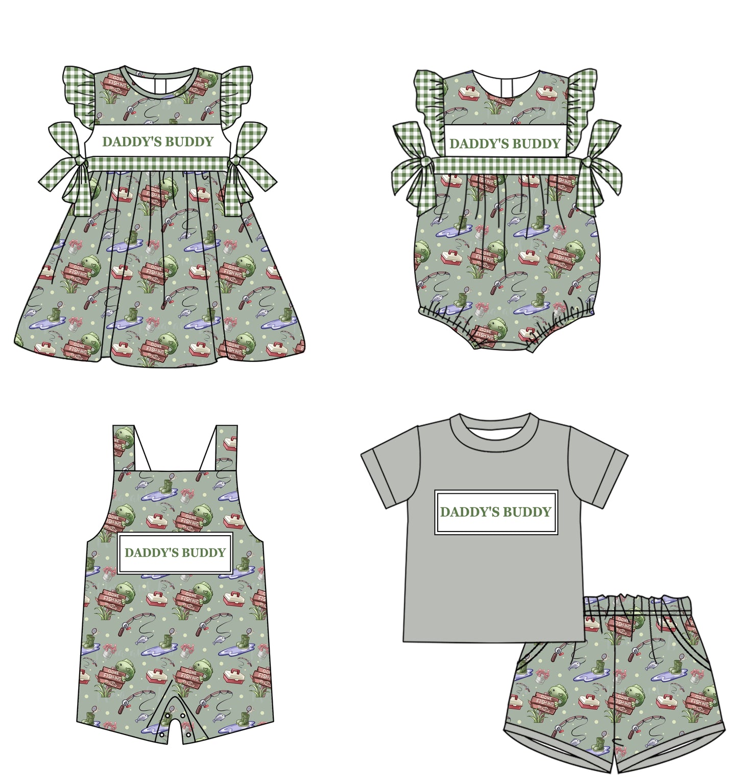 11.21 custom each style moq 5eta 4-6week Sibling Sister DADDY BUDDY baby boy short sleeve shorts sets and girls romper and boy romper and dress match design