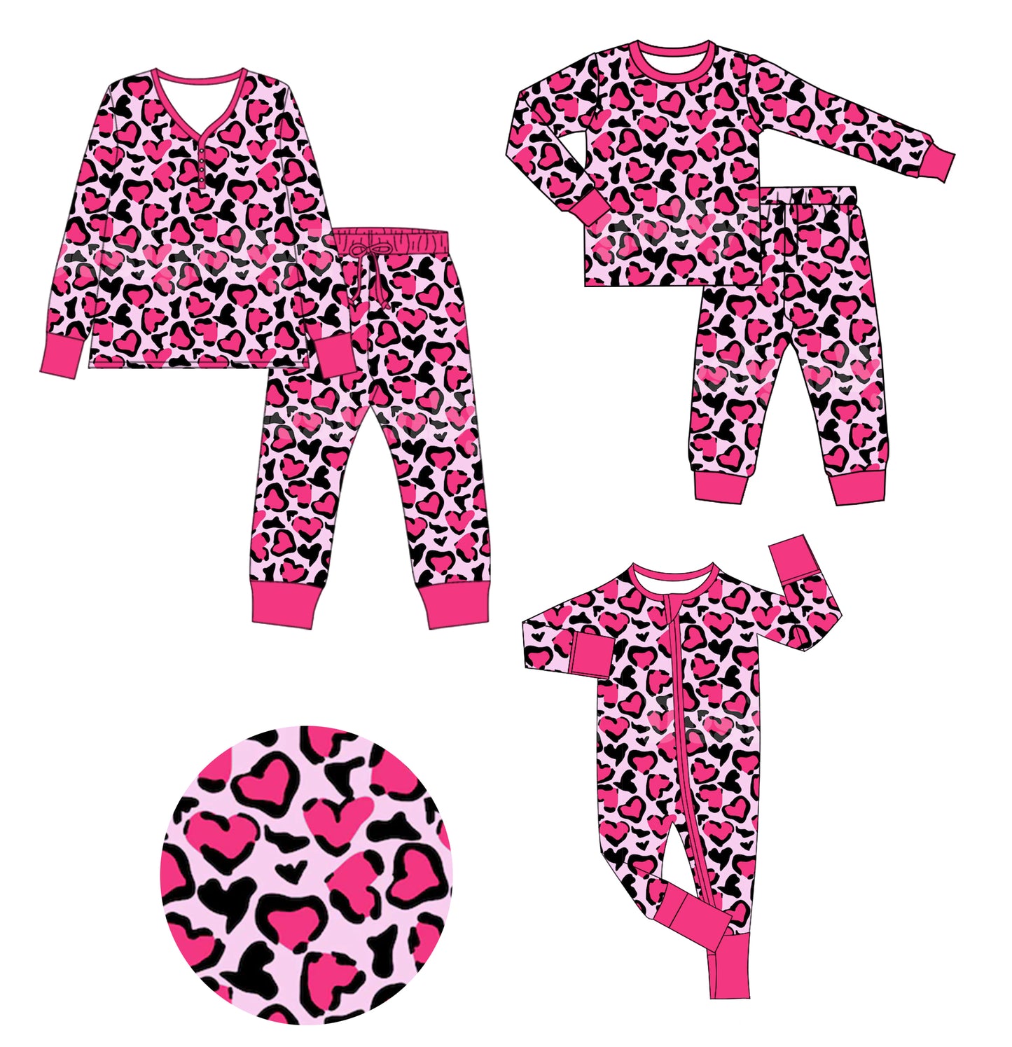 25.9.4 custom each style moq 5eta 4-6week Sibling Sister love leopard baby long sleeve pants sets and romper and adult set match design