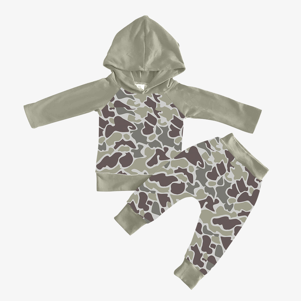 9.14 custom each style moq 5eta 4-6week baby boy clothes camouflage hooded long sleeve pants sets