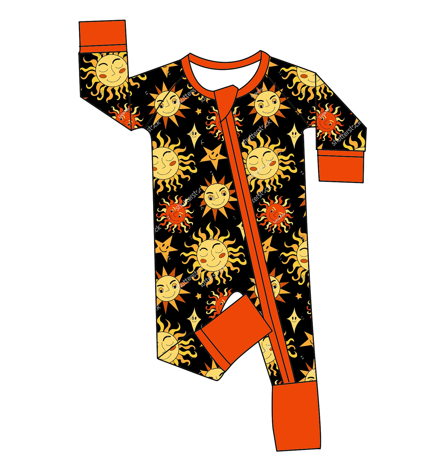 custom moq 5 eta 4-5weeks Five-pointed star sunflower brown long-sleeved romper milk silk