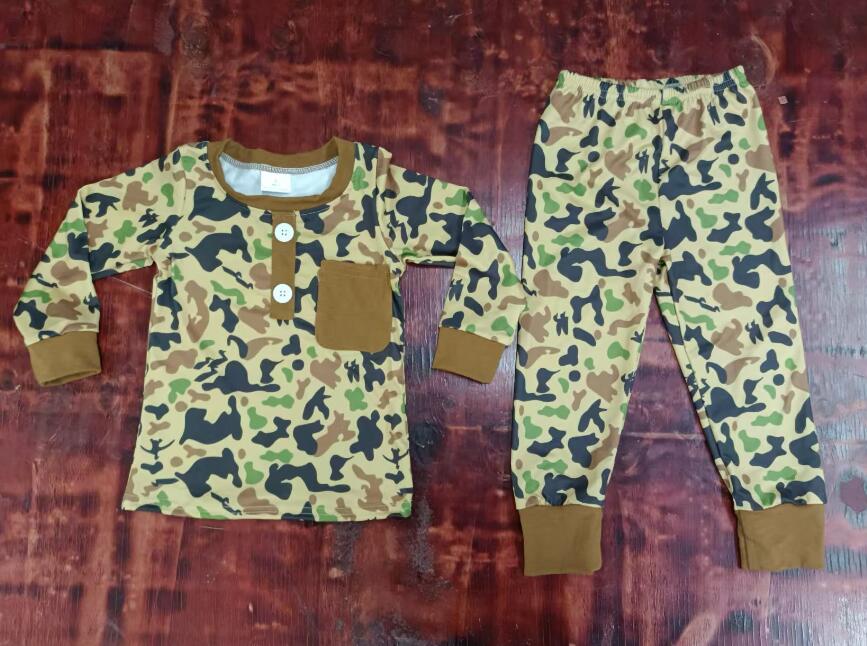 Custom moq 3 eta 6-7weeks Long Sleeve Camouflage Pocket Button Pullover